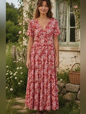 41 hawthorn adelina knit maxi dress 41 Hawthorn Adelina Red Floral Knit Sleeveless Maxi Dress, XXL Stitchfix